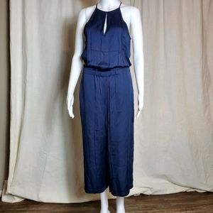 Bcbgmaxazria navy satin jumpsuit